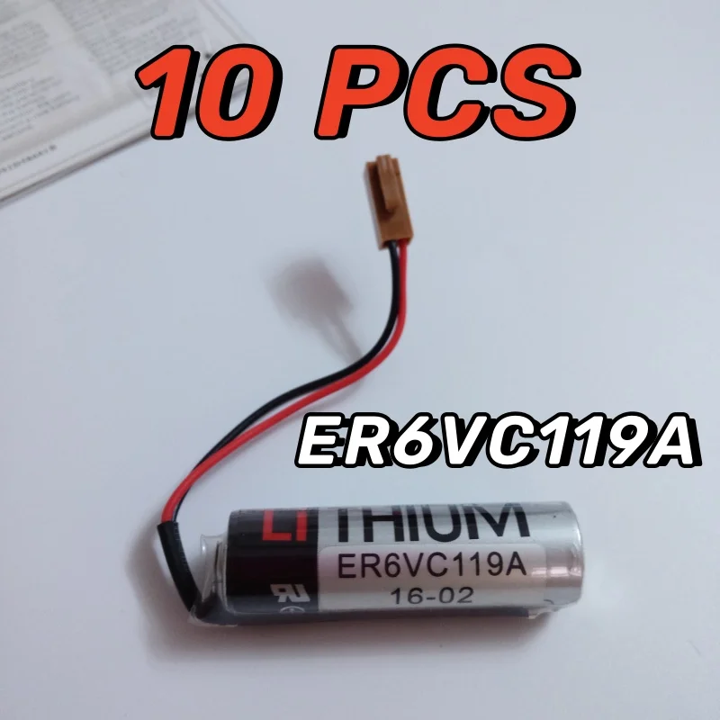 

10 шт., 100% оригинальный новый аккумулятор PLC ER6V ER6VC119A 3,6 в 2000 мАч с коричневым разъемом