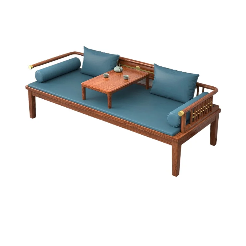 

Диван-кровать из эбенового дерева, многофункциональная кровать-архат, новая китайская модель из массива старого вяза, для малогабаритных квартир, выдвижная кровать, чайный столик, комплект стульев.