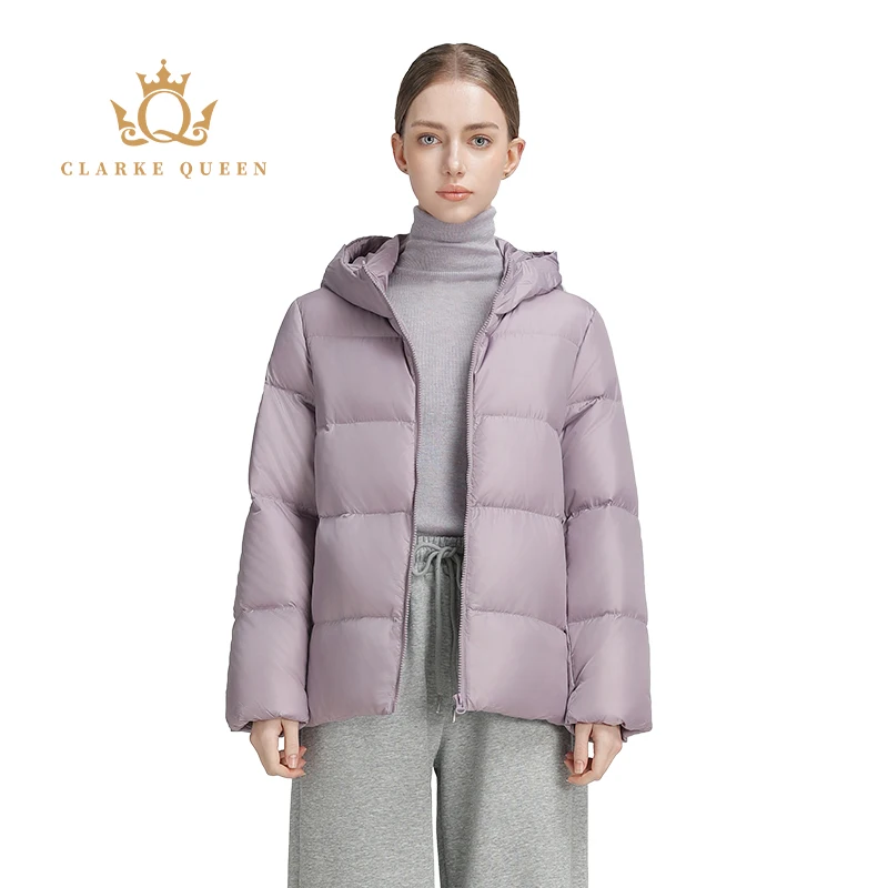 

CLARKE QUEEN Down Jackets Women Ultra Light Weight Padded Puffer Winter Outdoor Windproof Solid Warm Padded Puffer Quilted Coat