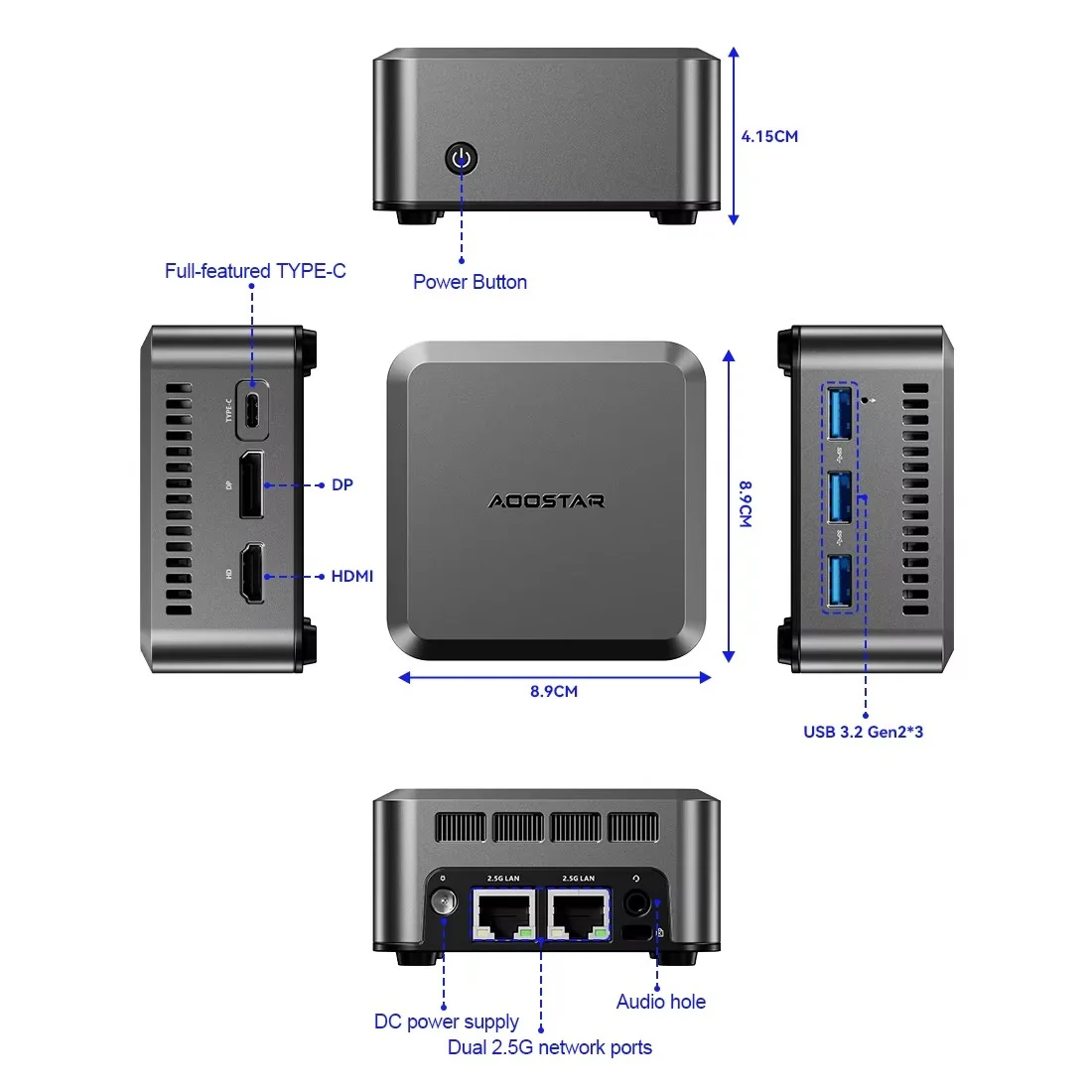 AOOSTAR N1 Pro Mini PC Intel N150 Windows 11 Pocket Mini PC 12GB DDR5 Full-featured Tpye-C 4K 60Hz 2.5G LAN*2 Pocket Computer