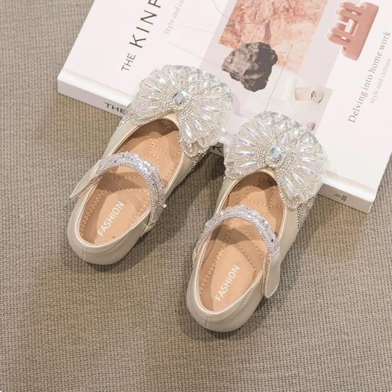 Baby Girls Princess Shoes Sequins Cute Kids Sandals Casual Comfortable Bow Catwalk Fashion Crystal Spring/Summer Student Elegant