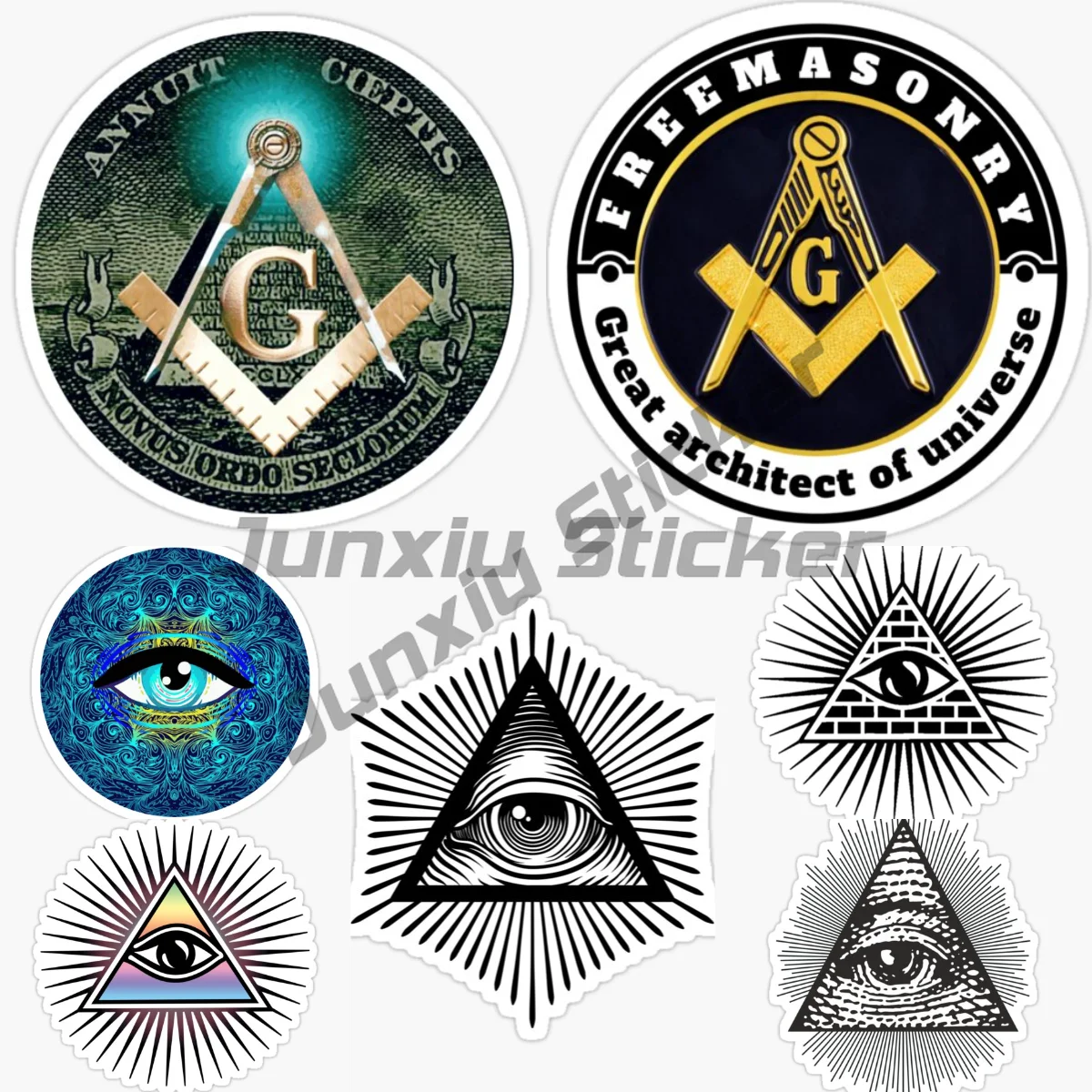 

Freemason Illuminati Car Sticker Wall Rooms Truck Camper Car Window Bicycle Helmet Off-road Vinyl Waterproof Self-adhesive Decal