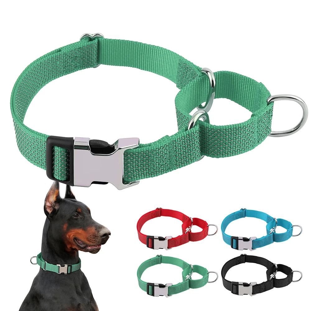 Reflective Nylon Dog Collar With Handle Adjustable Dog Collars Pet Training Walking Necklace for Small Medium Large Dogs Pug