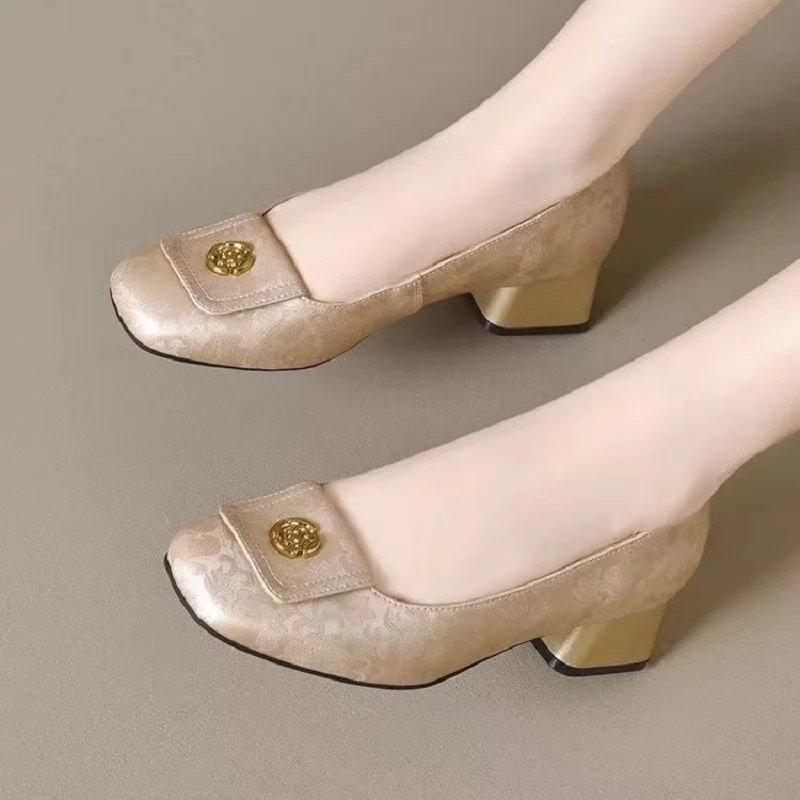 

Летние офисные туфли на высоком каблуке, женские модные элегантные черные туфли-лодочки на мелком каблуке ﻿ Новейшая женская классическая зеленая легкая весна