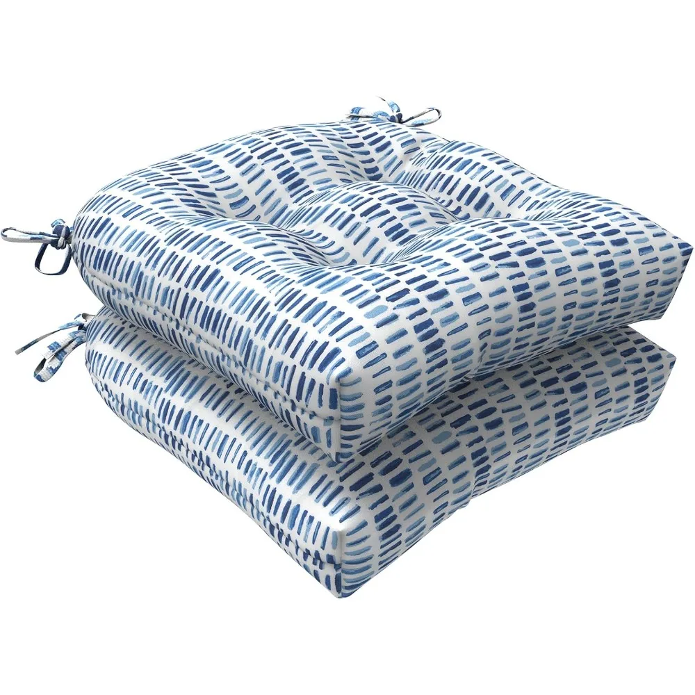 Outdoor Patio Dining Chair Cushions, Round Back, 19x19x4, Blue Pebble, 2 Pack