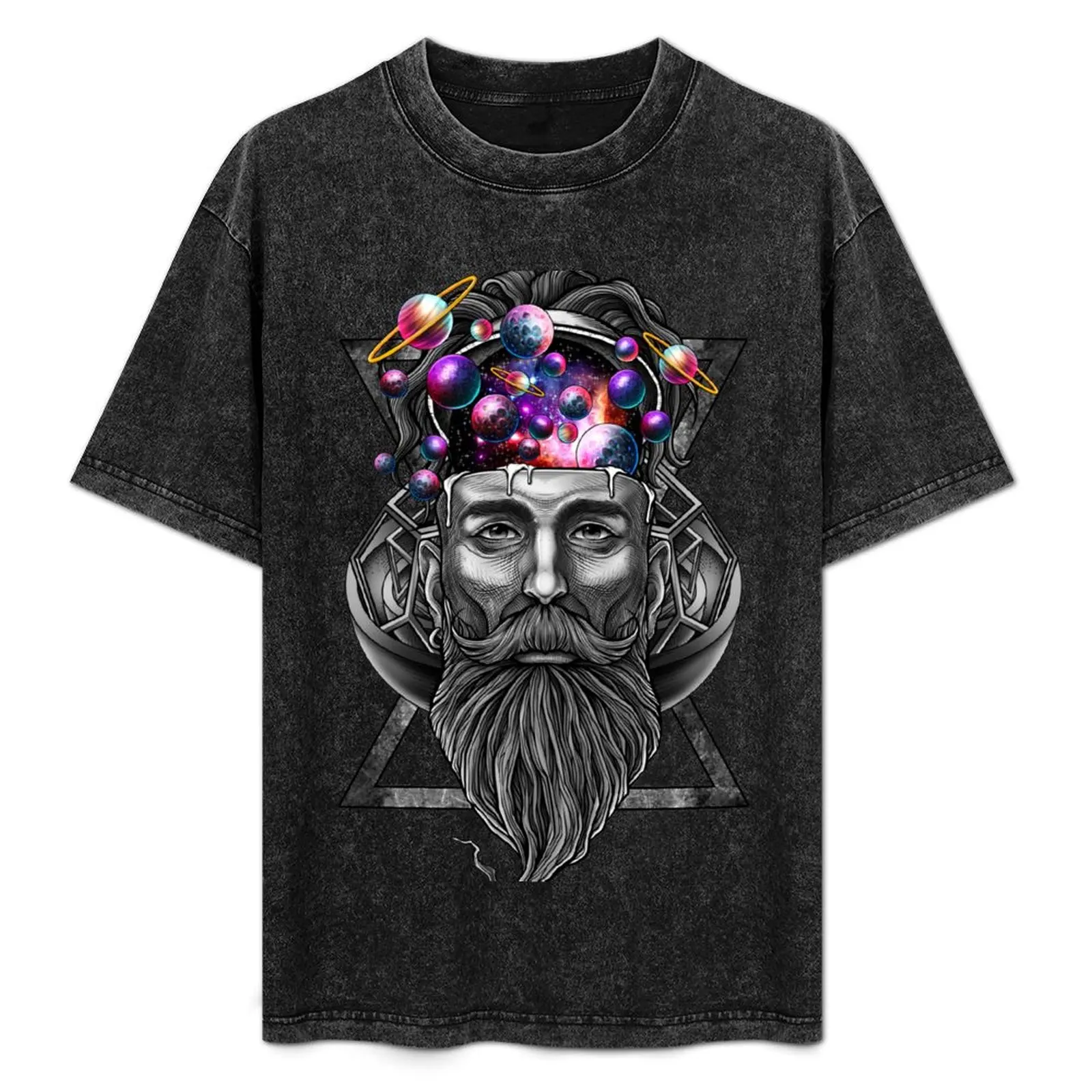 Sistema solar psicodélico de hipster con barba larga (Winya No. 185) Camiseta con gráfico minimalista