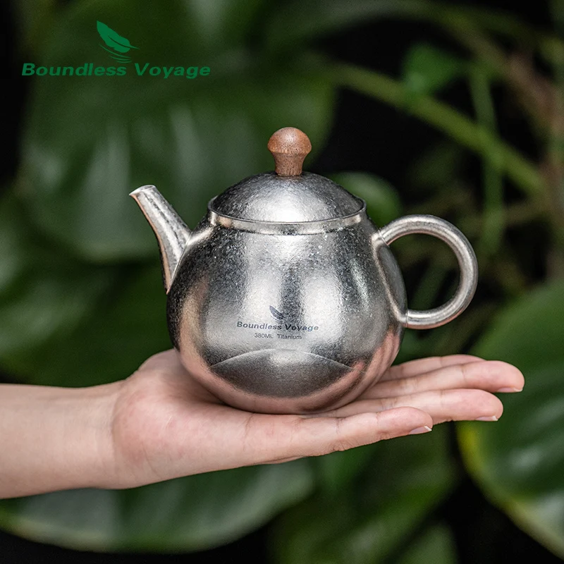 

Boundless Voyage Titanium Kungfu Teapot for Adults 380ml Lightweight Travel Outdoor Backpacking Hiking Teapot for Loose Leaf