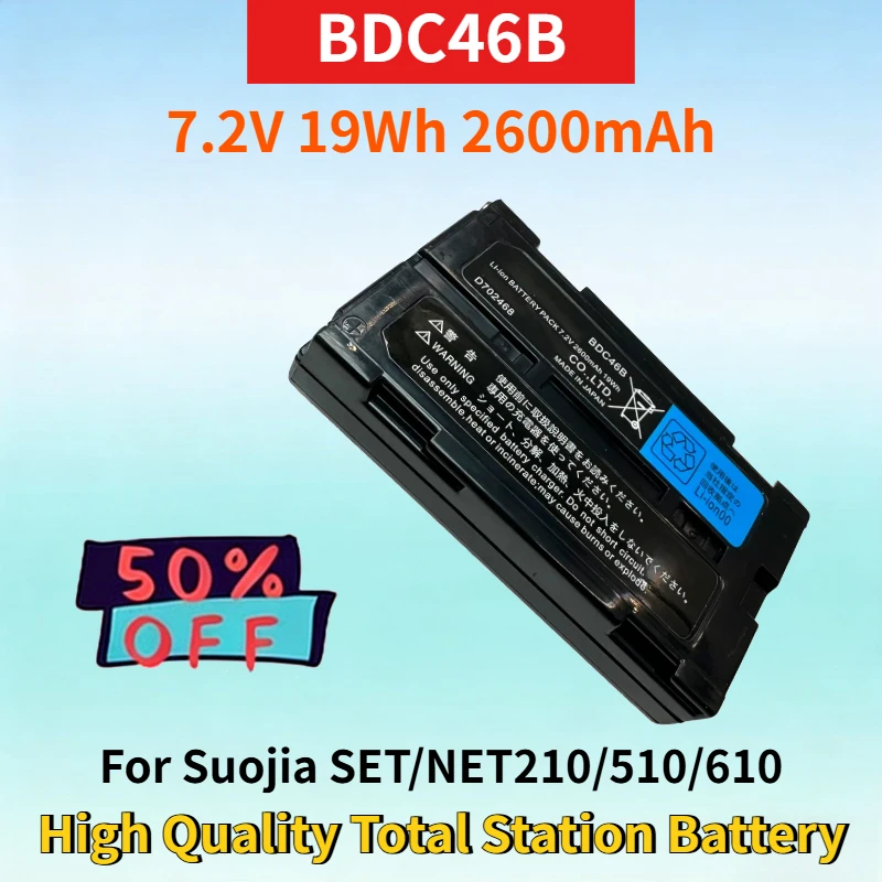 

BDC46B 7.2V 19Wh 2.6Ah Rechargeable Battery for Suojia SET/NET210/510/610/SET 10 High Quality Total Station Lithium-ion Battery