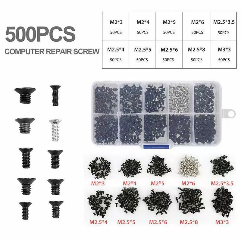 

500pcs Boxed Computer Screw Set Phillips Countersunk Head Screws Notebook Screws Boxed M2 M3