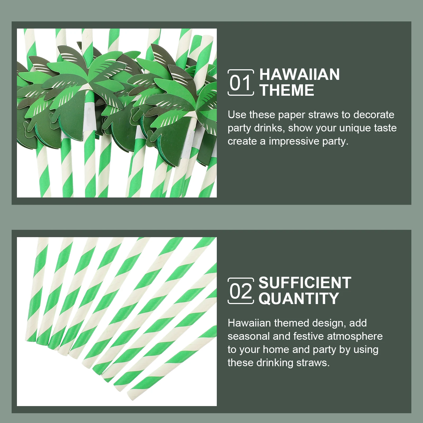 

50pcs Coconut Paper Straws Disposable Cocktail Drinking Smoothie Cold Party Supplies Hawaiian Straw For Coffee Shop Home Office