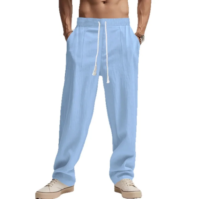 

Fashion New Men's Loose Linen Casual Wide-leg Trendy Beach Sports Four-season Breathable Trousers