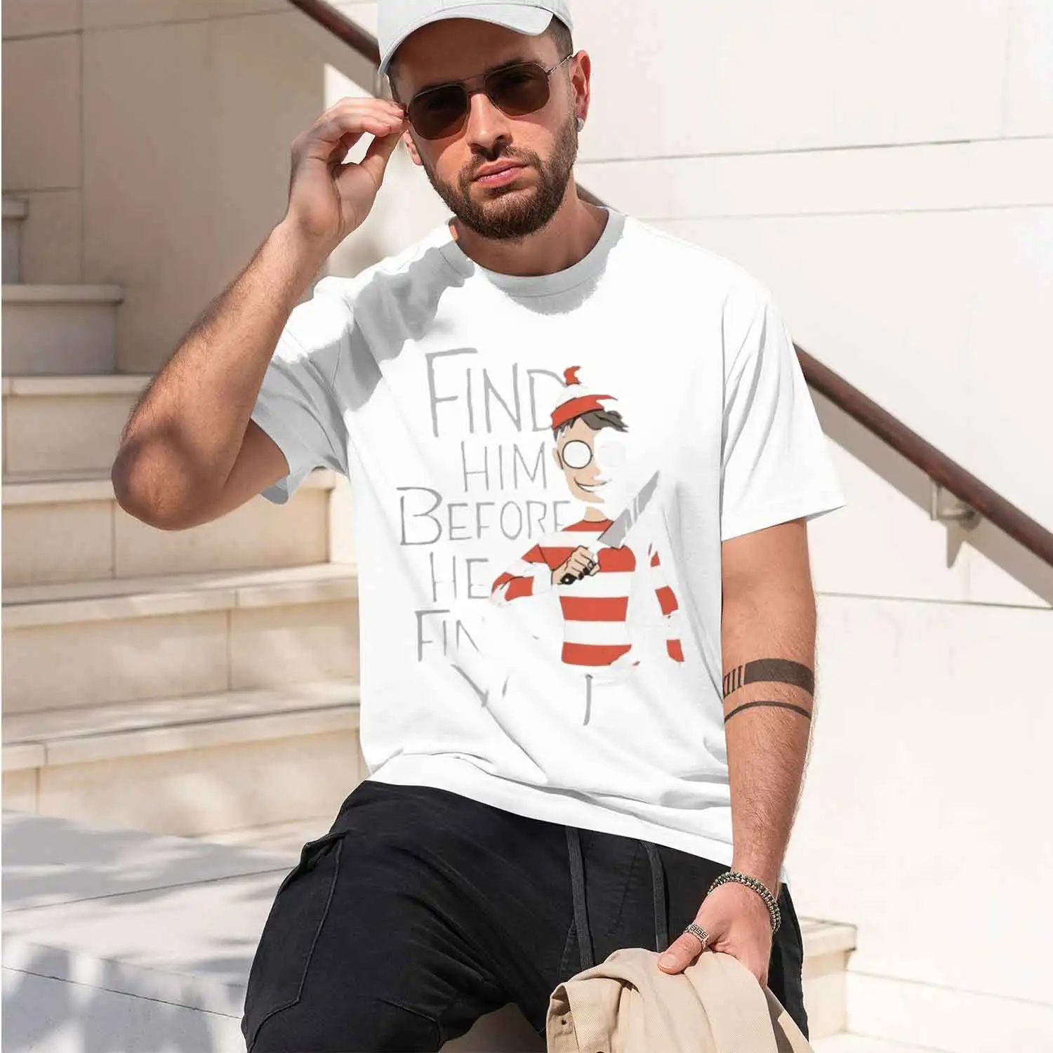 Men T Shirts Hiding In The Dark Wal Cotton Tees Wheres y Parody 90s Com Stripes Wanted T Shirts Big Size 2026 New Model Men’s Sh