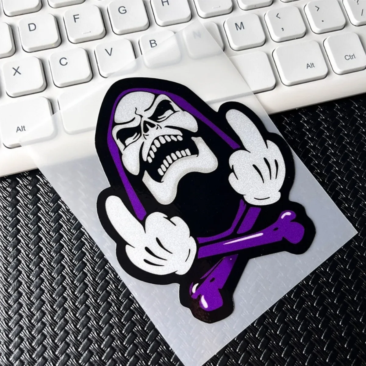 Cartoon Skeleton Gesture Reflective Stickers Motorcycle Electric Car Helmet Scooter Car Body Window Windshield Fuel Tank Decals image 3
