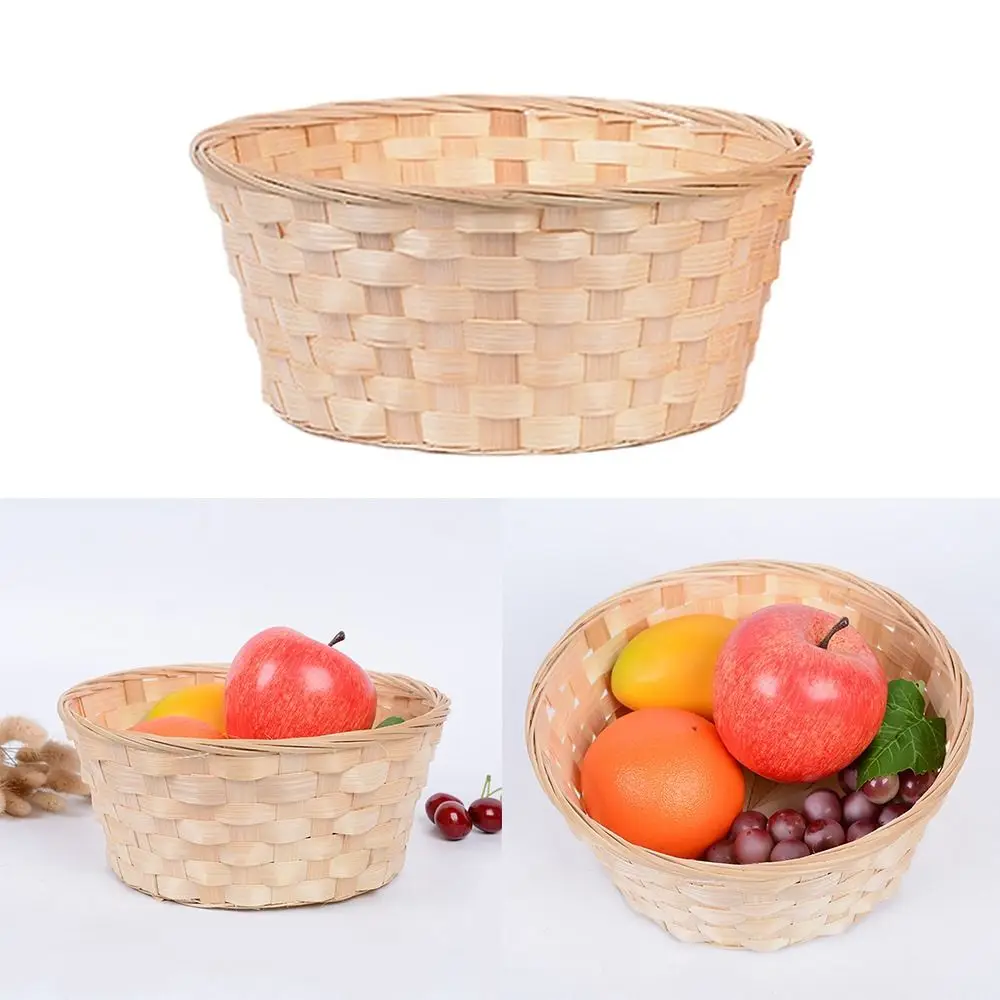 Multifunction Storage Basket Yellow Handmade Rattan Weaving Basket Round Home Decoration Flower Basket For Fruit Bread Sundries