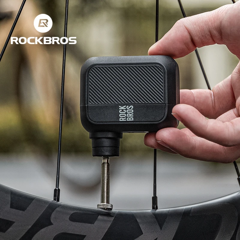 ROCKBROS Mini Pompa Elettrica Portatile per Bicicletta 100PSI Tipo-C Ricaricabile Gonfiatore Ad Aria Pompa per Bici MTB Strada AV FV Valvola Pompa