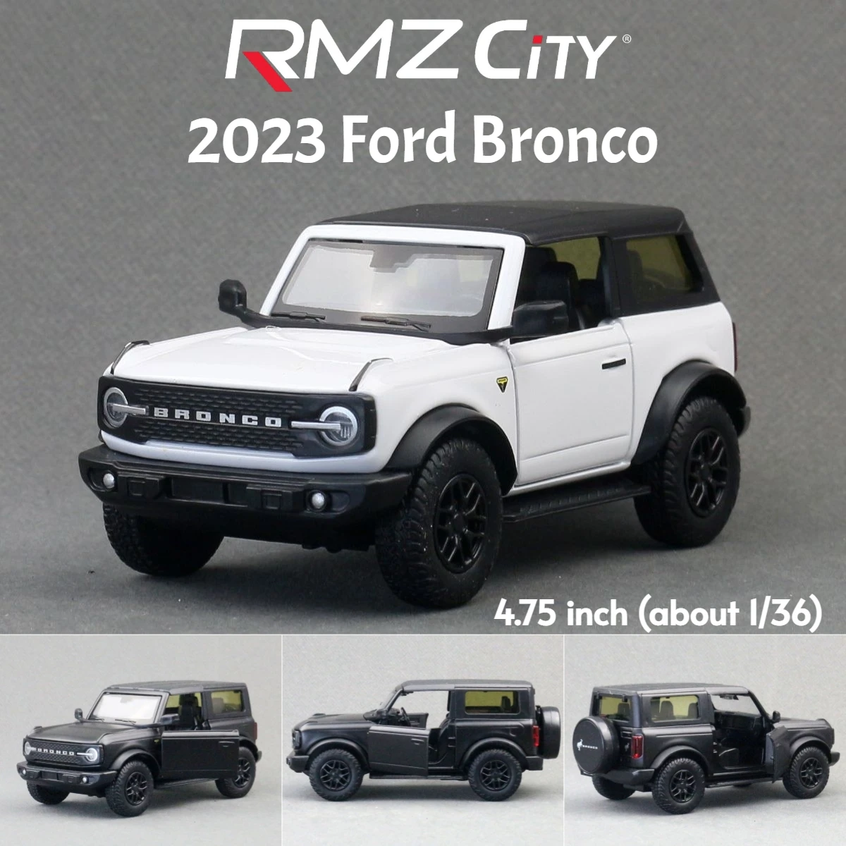 

1/36 Ford Bronco SUV Модель внедорожного игрушечного автомобиля для детей RMZ CiTY Литая под давлением миниатюрная коллекция с откатным механизмом, подарок для мальчиков