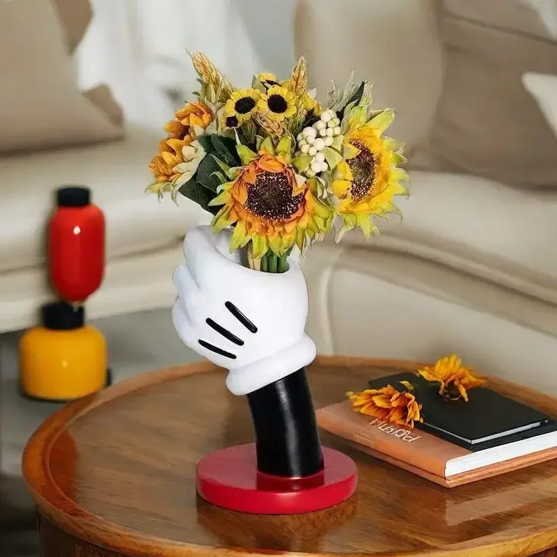 Disney Mickey Hand Model Pen Container Vase Cute Cartoon Creative Home Ornament Student Stationery Office Desk Decor Gifts