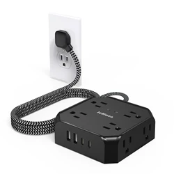 Multi Plug Wall Socket Extender, AC Outlet USB Port Type-C Fast Charging Universal Network Filter Electrical Outlet Splitter