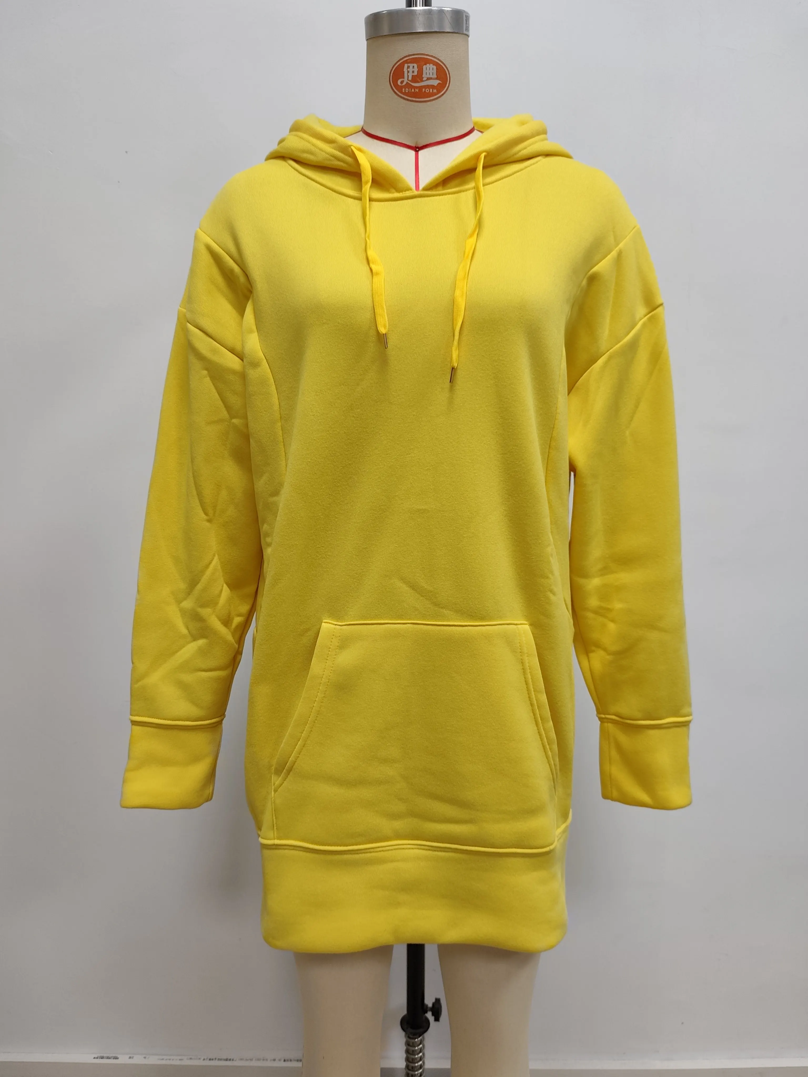 Oversized Hoodie Dress Women Loose Long Sleeve Pocket Drawstring Sweatshirt Dress Casual Streetwear Daily Wear Warm Pullover