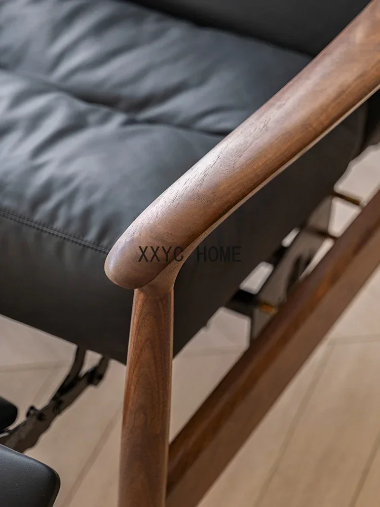 Functional Sofa Chair Black Walnut Nordic Living Room Lazy Reclining Adjustable Single Armchair