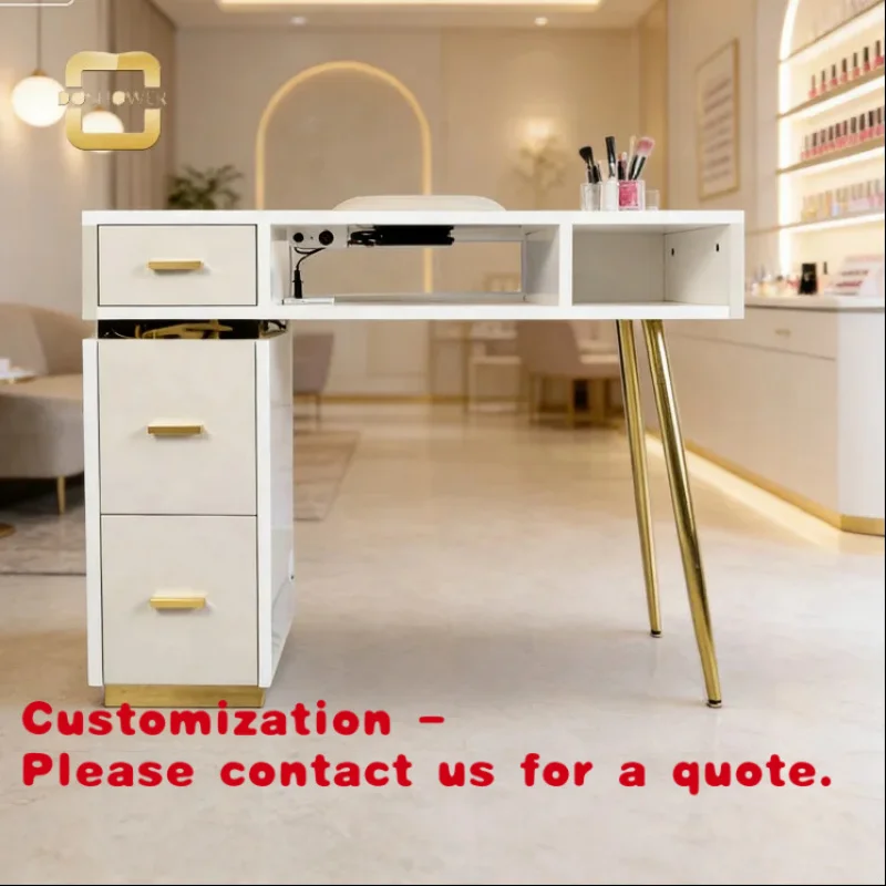 

Customize.New design professional manicure table with led light - double nail salon desk with drawers beauty shop
