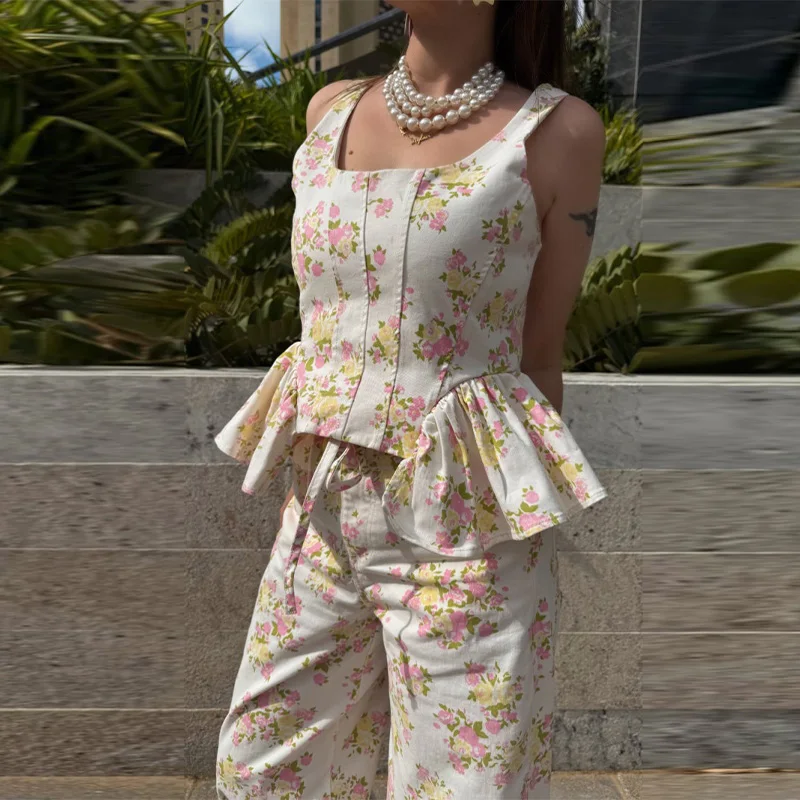 Amalfi Coast Pastel Floral Two-Piece Suit. Sa8bee438df18493bab53e1dacf433c20A