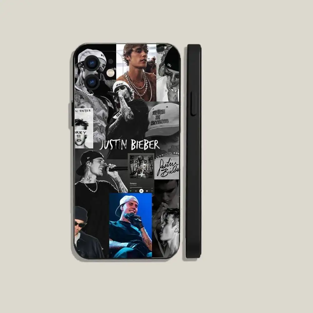 حافظة هاتف J-Justin Bieber لهاتف iPhone 6,17,16,15,14,13,12,11 Plus,Pro Max,XS,X,XR,SE,Mini,8,7,غطاء أسود من السيليكون الناعم #6