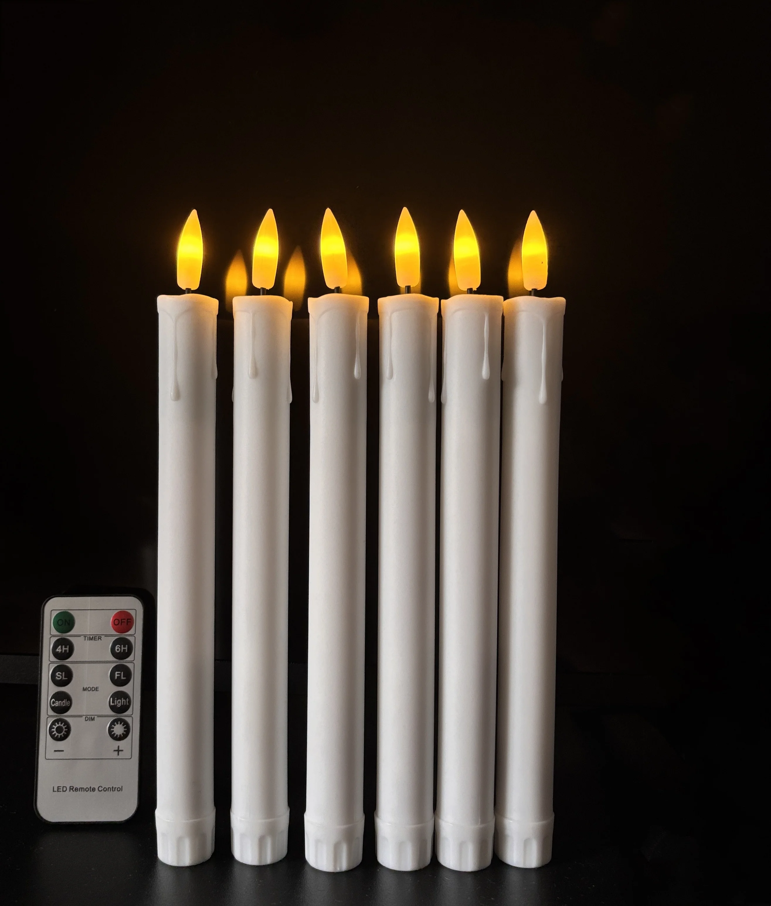 

Flameless Remote controlled Led candles w/timer LED Taper Candle Flickering Dripping Wax Window Tall stick candle H22.4CM-Amber