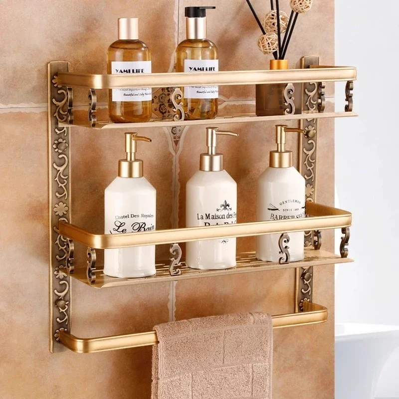 Antique aluminum  corner shelf Bathroom shelf 50cm length  bathroom holder shower room basket bathroom accessories