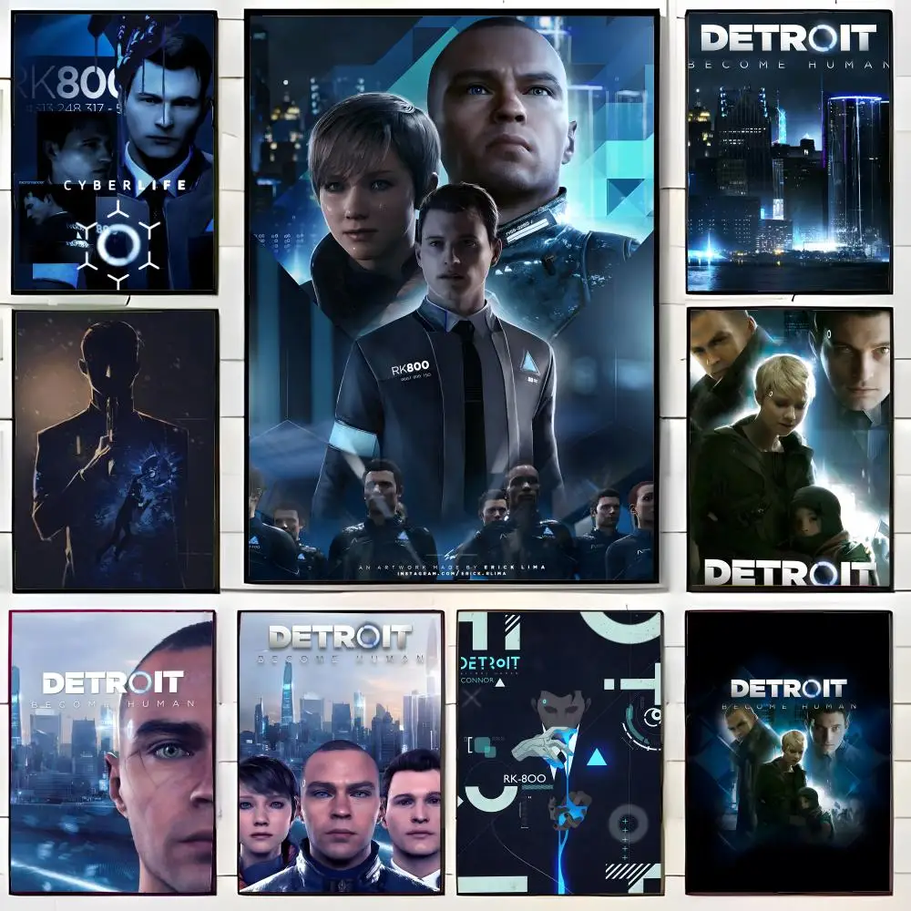 D-Detroit b-côome – affiche de jeu interactif humain, toile murale imprimée, décoration murale pour la maison, cadeau sans cadre