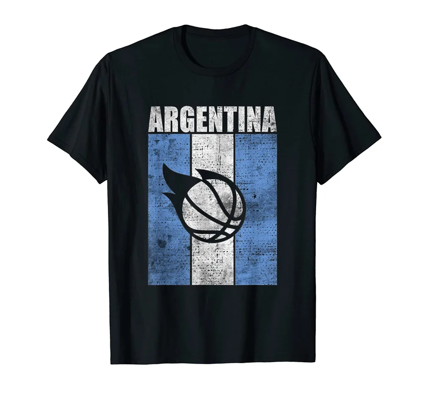 2025 Vintage Argentina Flag Basketball ball 100% Cotton T shirts Jersey Men Women T-Shirt Tees For Fans Gift