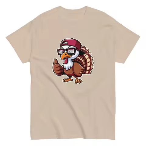 Gobble Til You Wobble Classic Tee Thanksgiving Turkey T Shirt For Her Him Funny