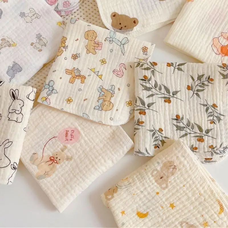581F Newborn Burp Cloths Breathable 4-Layer Muslin Square Rags- Baby Washcloths Towel