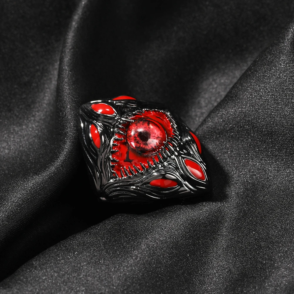 THE BLING KING-Anillo de ojo de Diablo rojo para hombre, rubí, dientes malvados, gran encanto de parasito negro, joyería gótica Vintage Punk para