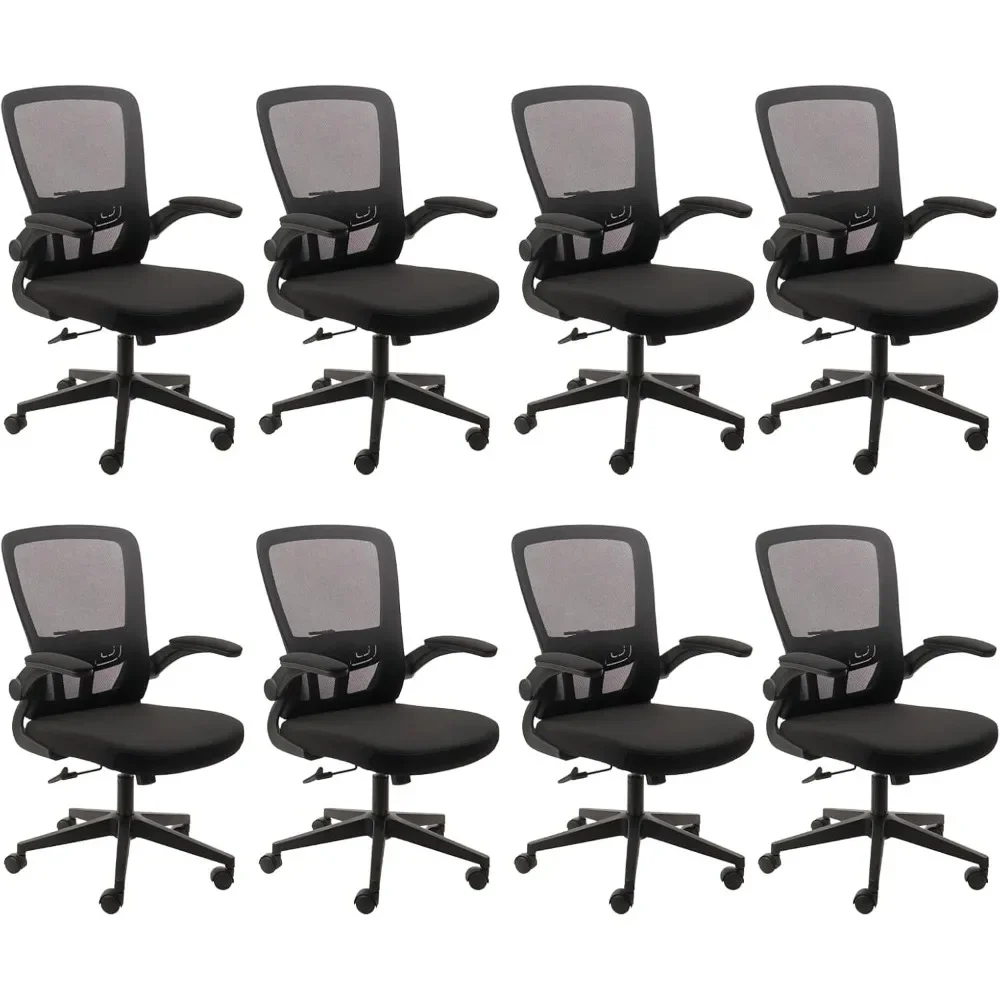 8PK Conference Chairs with Wheels, Ergonomic Mesh, Flip Up Armrests, Adjustable Height and Swivel, Conference Chairs