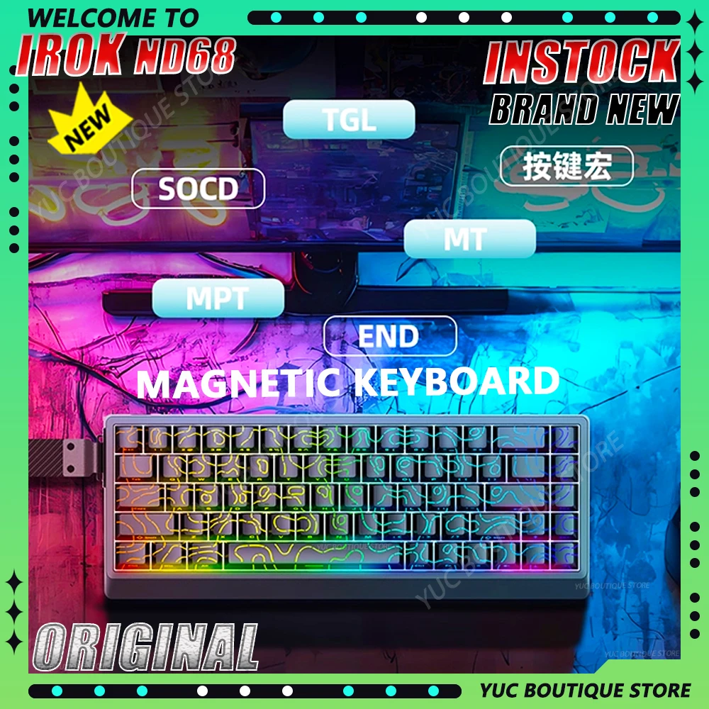 

NEW IROK ND68 Magnetic Switch Wired Gaming Mechanical Keyboard Keyboard 8000Hz RT0.001mm Custom E-sports PC Accessories Gifts