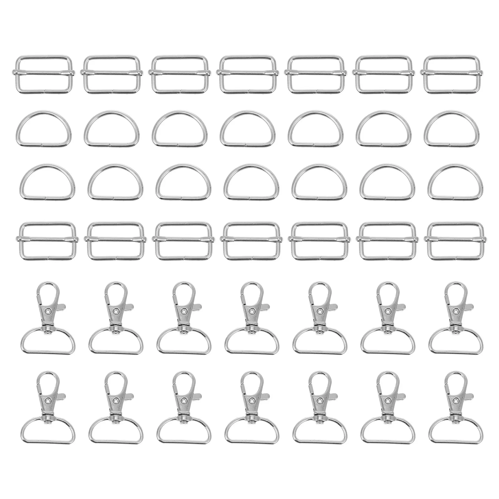 

60pcs Keychains Buckle Zinc Alloy Adjustable Webbing Hooks D Rings Pet Collar Leash Bag Accessories Jewelry Crafts