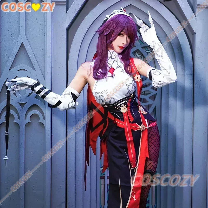 Genshin Impact Rosaria Cosplay Sexy Unisex Kostuum Spel Rollenspel Kleding Full Sets Rode Pruik Schoenen Nun Uniform Rosalia Jurk