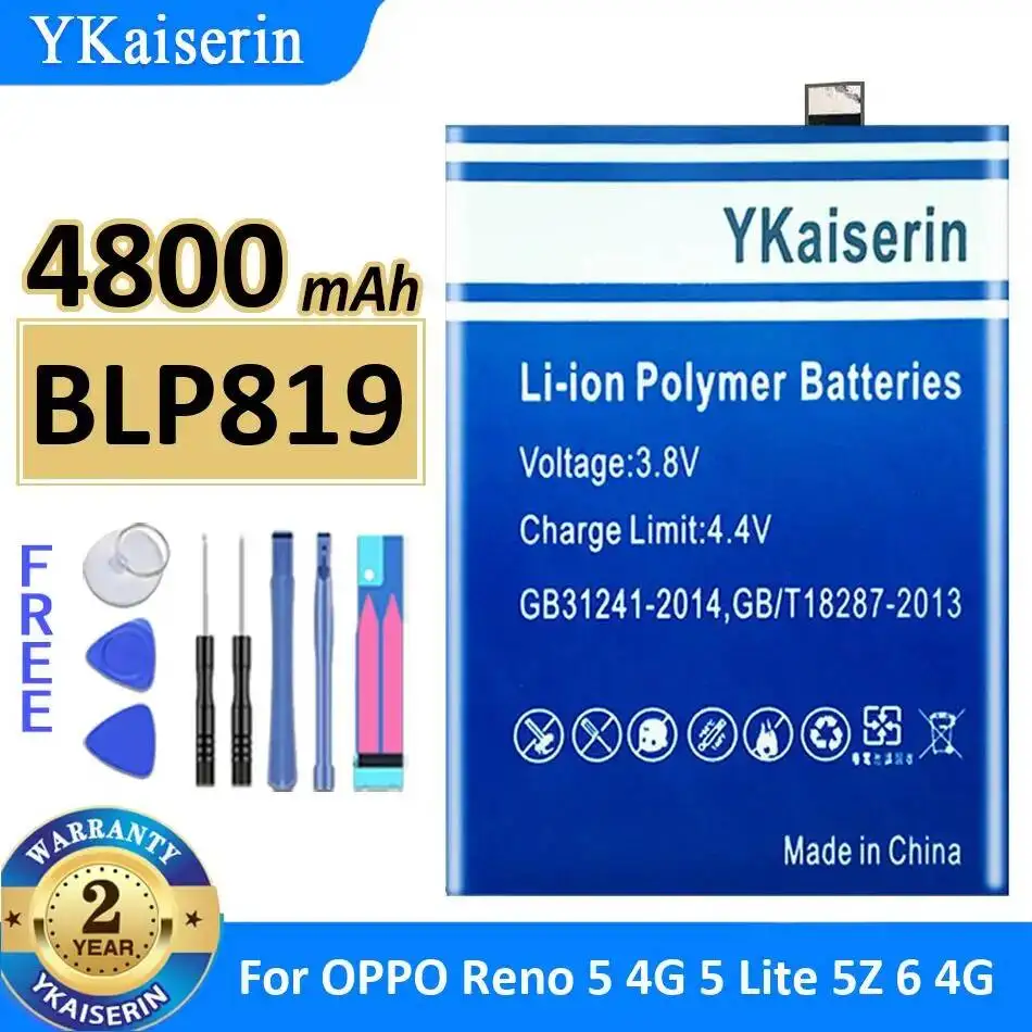 

Надежный блок питания BLP819 4800 мАч, аккумулятор для мобильного телефона для Oppo Reno 5 4G Lite 5Z 6