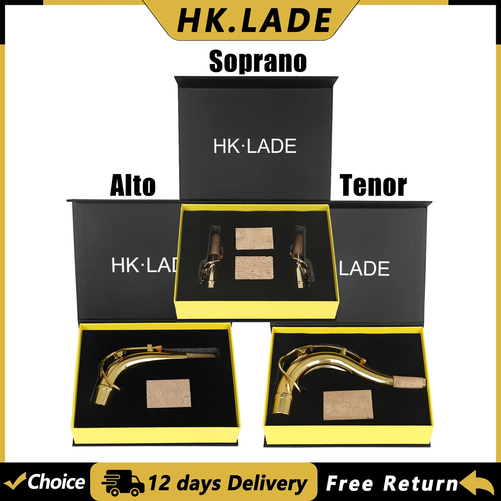 

HK.LADE Шейка для саксофона (альт/тенор/сопрано) с деревянными вставками, латунная, позолоченная, запчасти и аксессуары для деревянных духовых инструментов