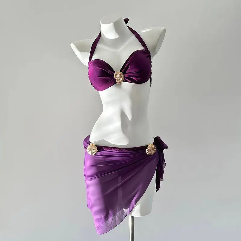 Sweet Spice Girls Y2k Harajuku Bikini Set Women Elegant Sexy Hot Girl Purple Swimwear Summer Fashion Slom Beach Outfits New
