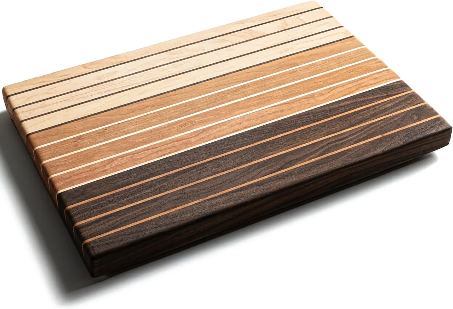 Triple Striped Hardwood Elegant Handcrafted Thick Cutting Board with Layers -includes non-slip rubber feet (XL )17x12x1.25in