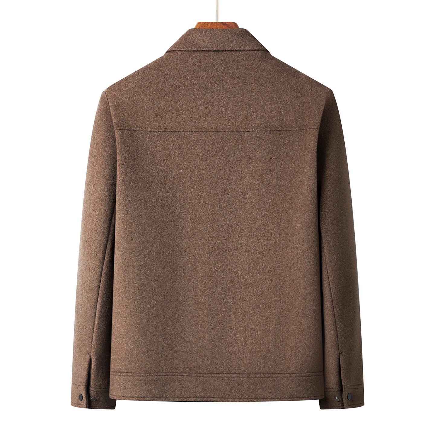 Classic Business Style Men Double-Faced Wool Jacket for Autumn/Winter 70% Soft Breathable Sheep Wool Coat Detachable Down Inner