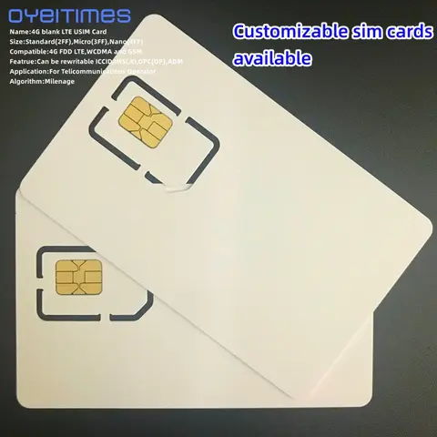 OYEITIMES 운영자용 프로그래밍 가능한 빈 SIM 카드, GSM WCDMA LTE SIM 카드, ICCID IMSI KI OPC(OP) SIM 카드, 4G 128K, 2FF, 3FF, 4FF