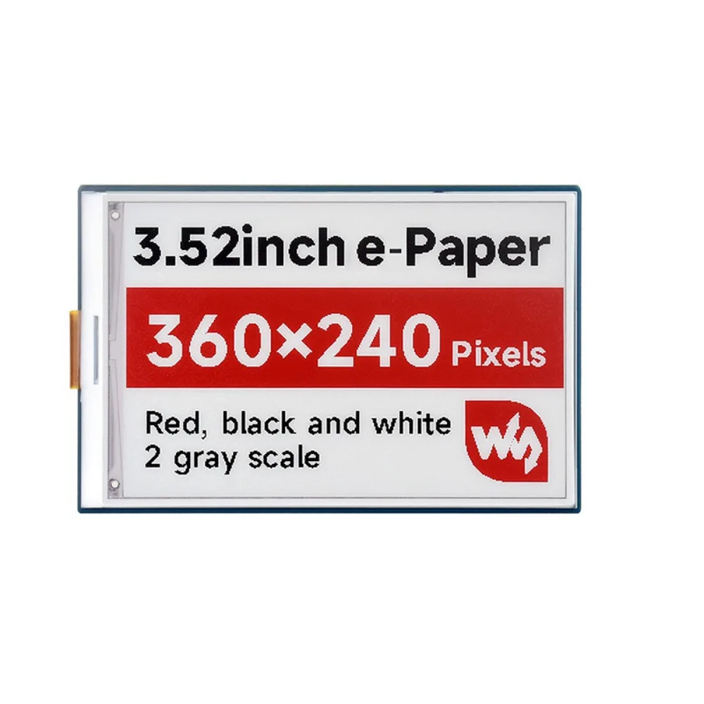 3.52-inch e-Paper red, black and white e-ink bare screen 360×240 pixels SPI communication, for Raspberry Pi series motherboards