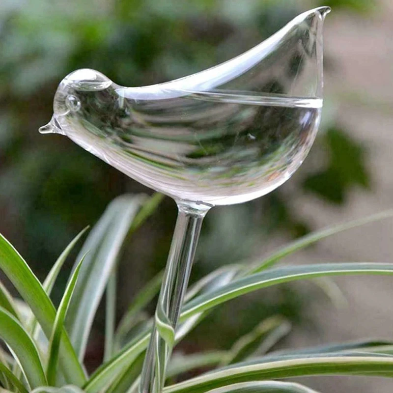 Plant Waterer Self Watering Globes, Bird Shape Hand Blown Clear Aqua Bulbs High Quality Automatic Flower Watering Device