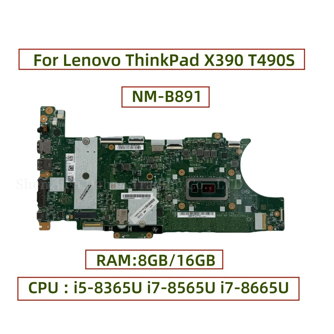 NM-B891 para Lenovo ThinkPad X390 T490S placa base para ordenador portátil con i5-8365U i7-8565U i7-8665U 8GB/16GB RAM 01HX910 01HX946 01HX898
