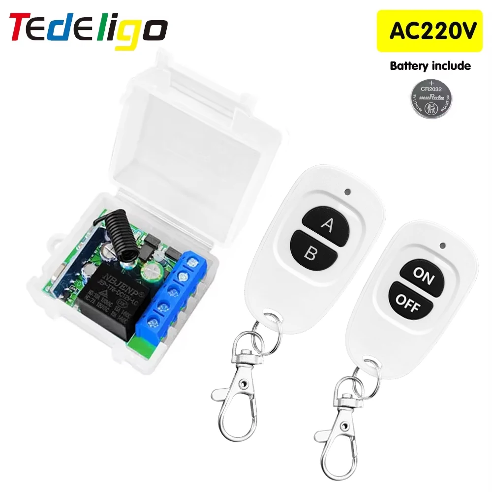 

433Mhz Universal Wireless Remote Control Switch AC 110V 220V 1CH Relay Receiver Module and RF Learning Code Transmitter for Led