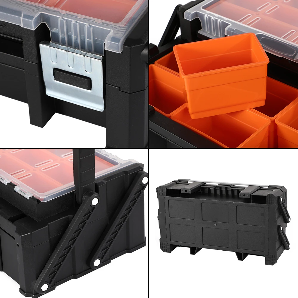 Portable Parts Storage Box Large Toolbox Plastic Tool Box Hardware Screws Organizer Multi-grid Tool Box for Mechanics