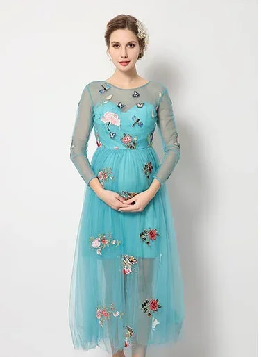 Long Sexy Maternity Dresses For Photo Shoot Lace Fancy Pregnancy Dress Split Front Pregnant Women Maxi Gown Photography Prop New